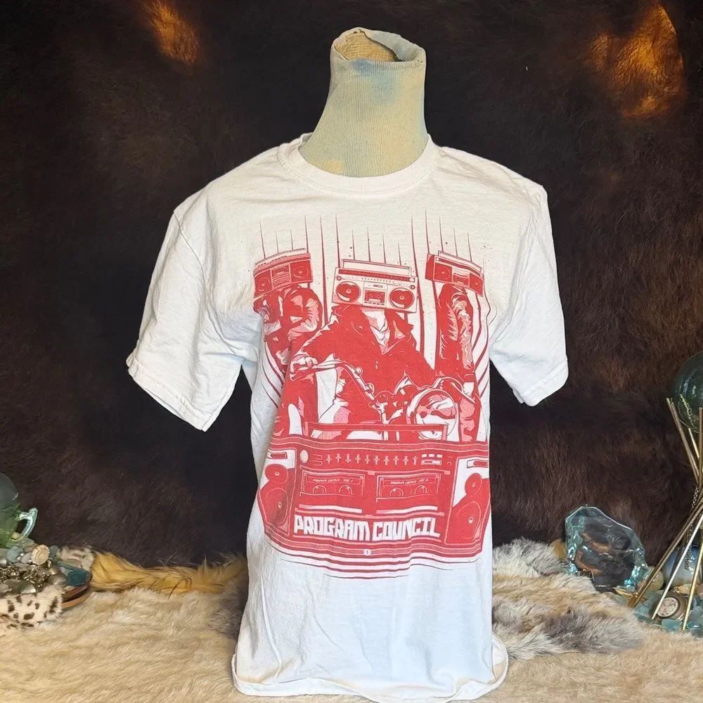 White and Red program council Graphic T-Shirt S (UB5)